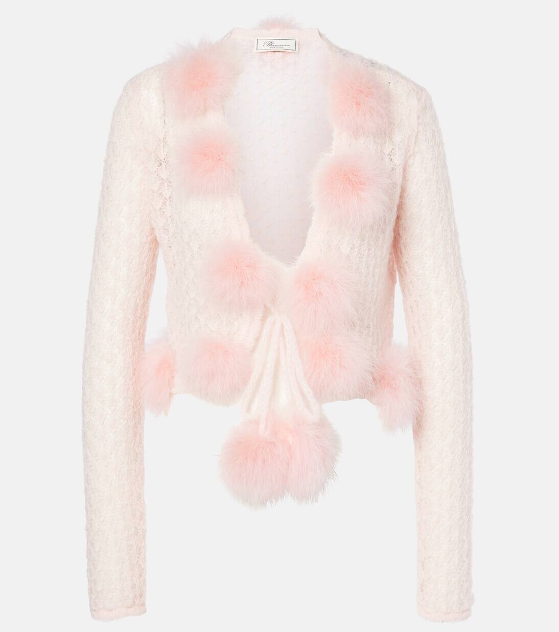 Кардиган из смеси мохера и шерсти с отделкой из перьев Blumarine, цвет powder pink
Кардиган из смеси мохера и шерсти с отделкой из перьев Blumarine, цвет powder pink