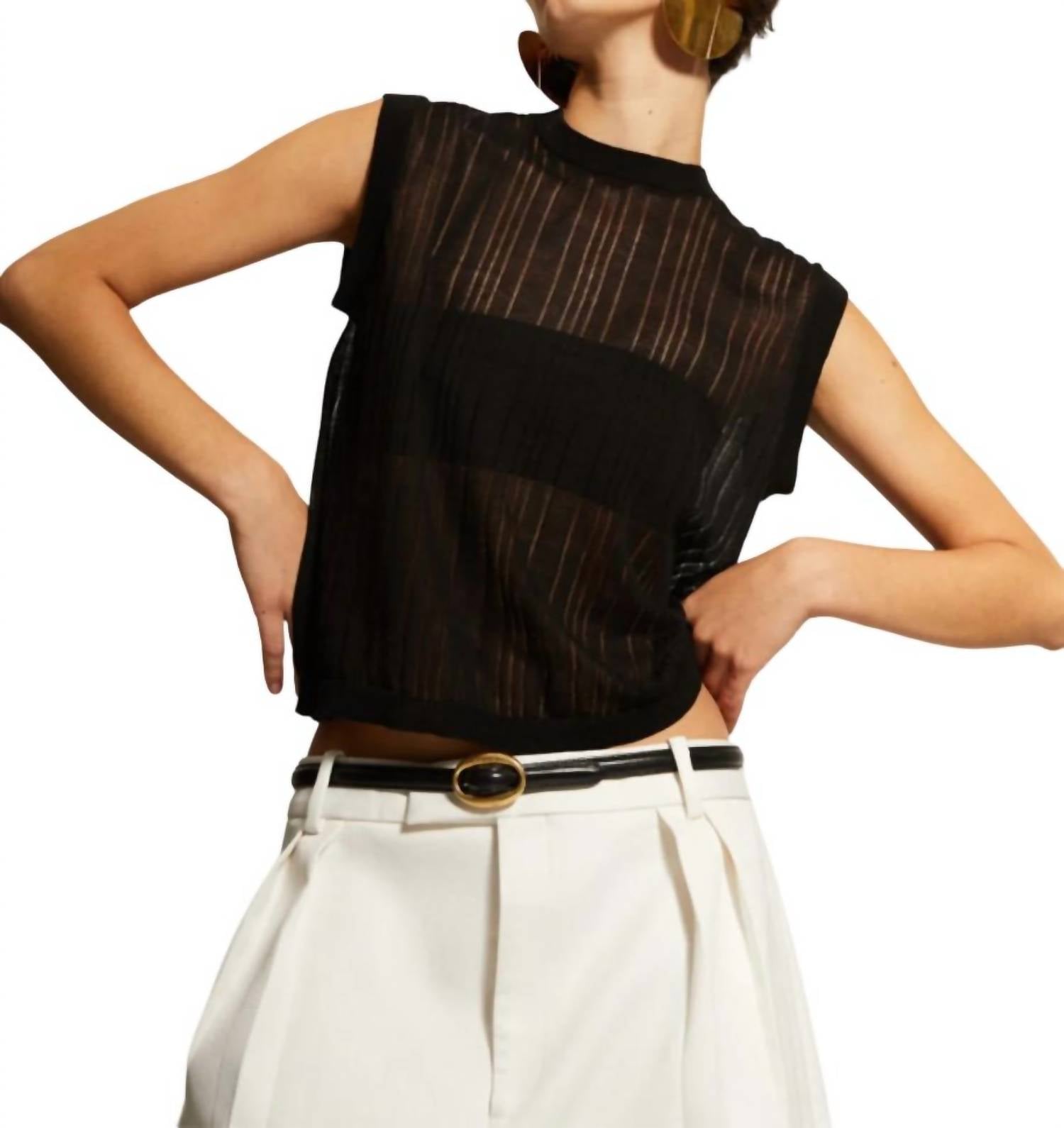 Футболка Rib Muscle с разноцветными полосками черного цвета Autumn Cashmere 
Футболка Rib Muscle с разноцветными полосками черного цвета Autumn Cashmere