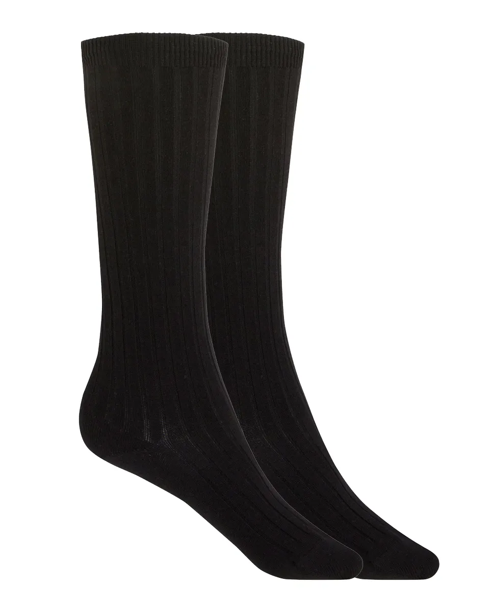 В упаковке 2 пары детских носков из хлопка в рубчик Punto Blanco, черный 
В упаковке 2 пары детских носков из хлопка в рубчик Punto Blanco, черный