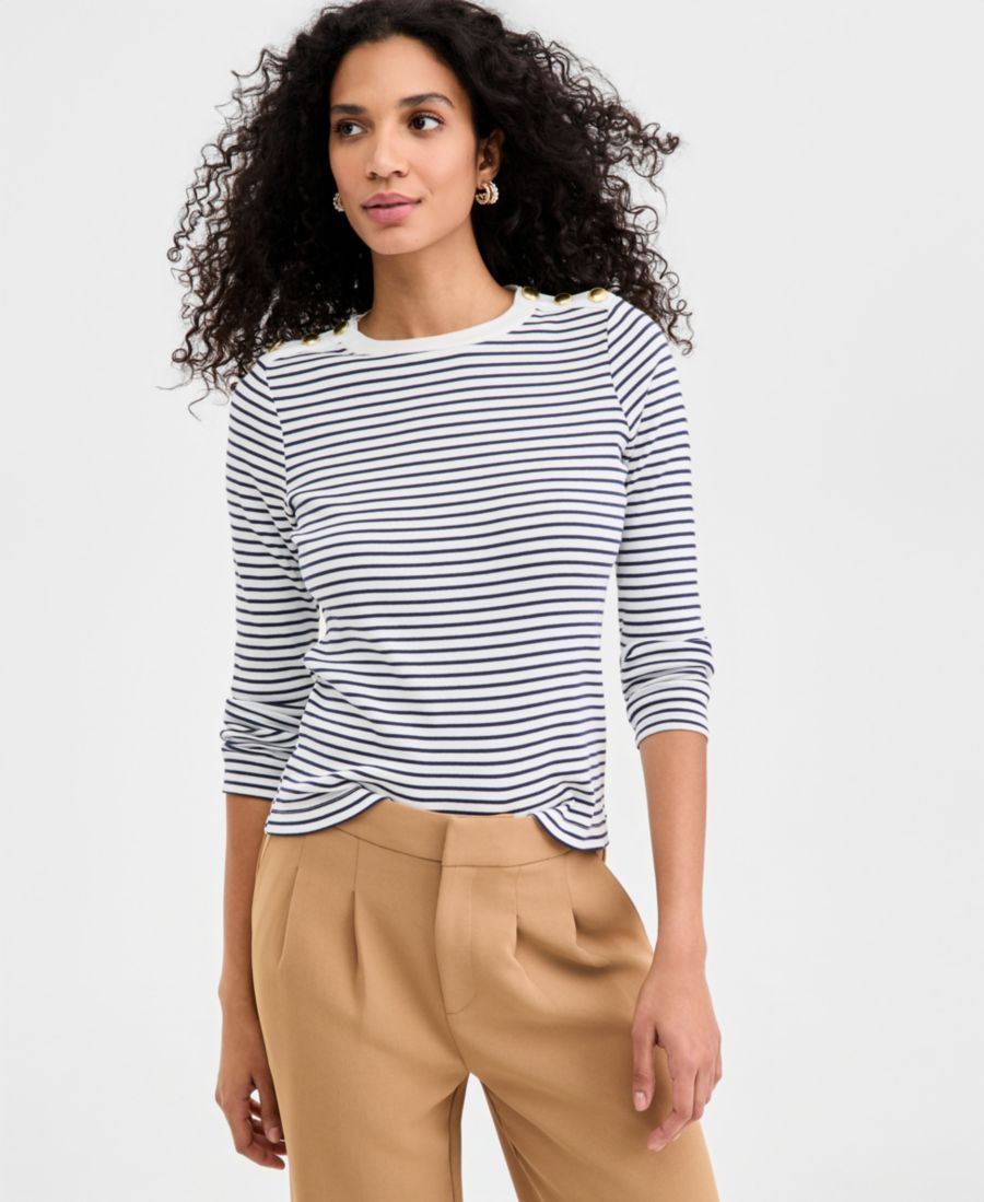 Женская вязаная блузка с длинными рукавами и пуговицами на плечах On 34th, Washed White Combo
Женская вязаная блузка с длинными рукавами и пуговицами на плечах On 34th, Washed White Combo