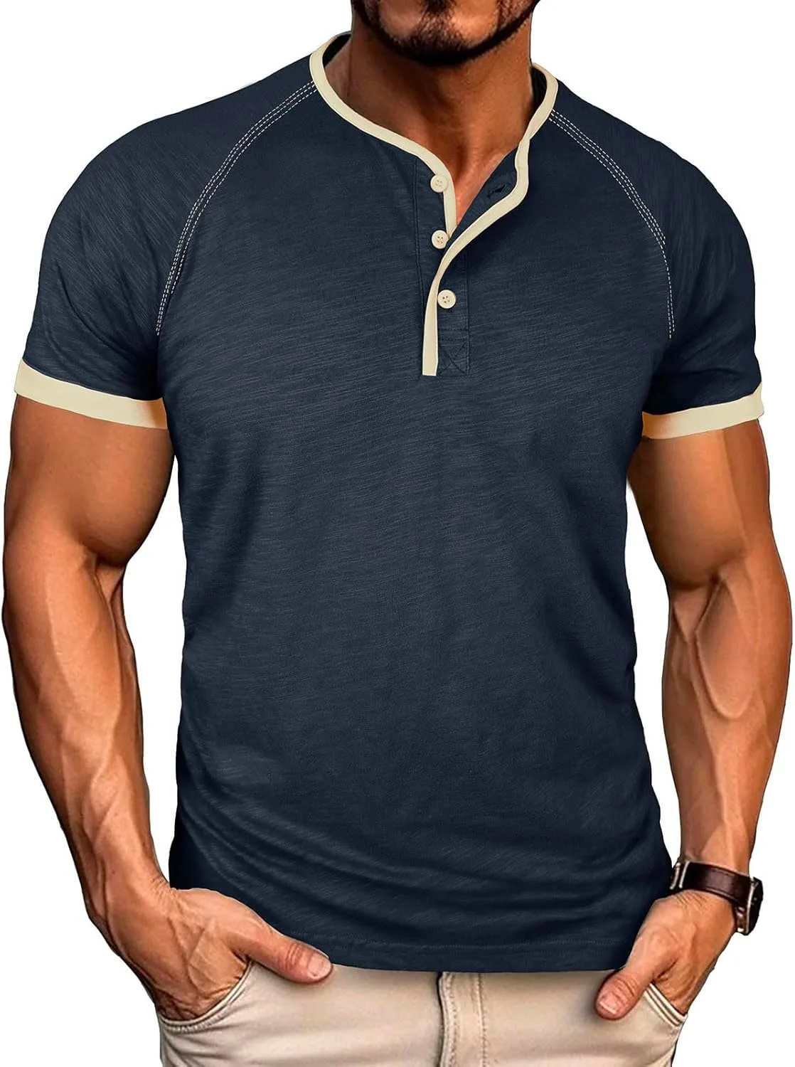 Мужская футболка хенли с коротким рукавом, вязаная, из хлопка, легкая, цветной блок
Мужская футболка хенли с коротким рукавом, вязаная, из хлопка, легкая, цветной блок