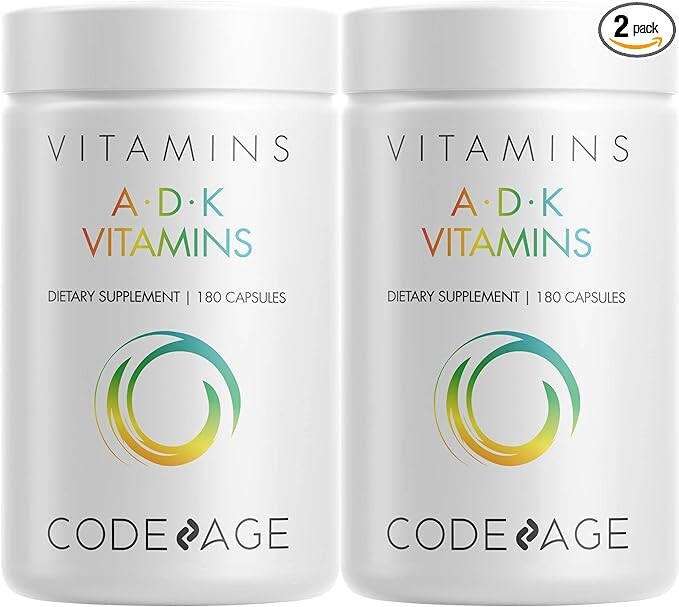 Витаминная добавка Codeage ADK, витамин А, витамин D3, 5000 МЕ К1 и К2 (МК4 и МК7), 2 упаковки
Витаминная добавка Codeage ADK, витамин А, витамин D3, 5000 МЕ К1 и К2 (МК4 и МК7), 2 упаковки