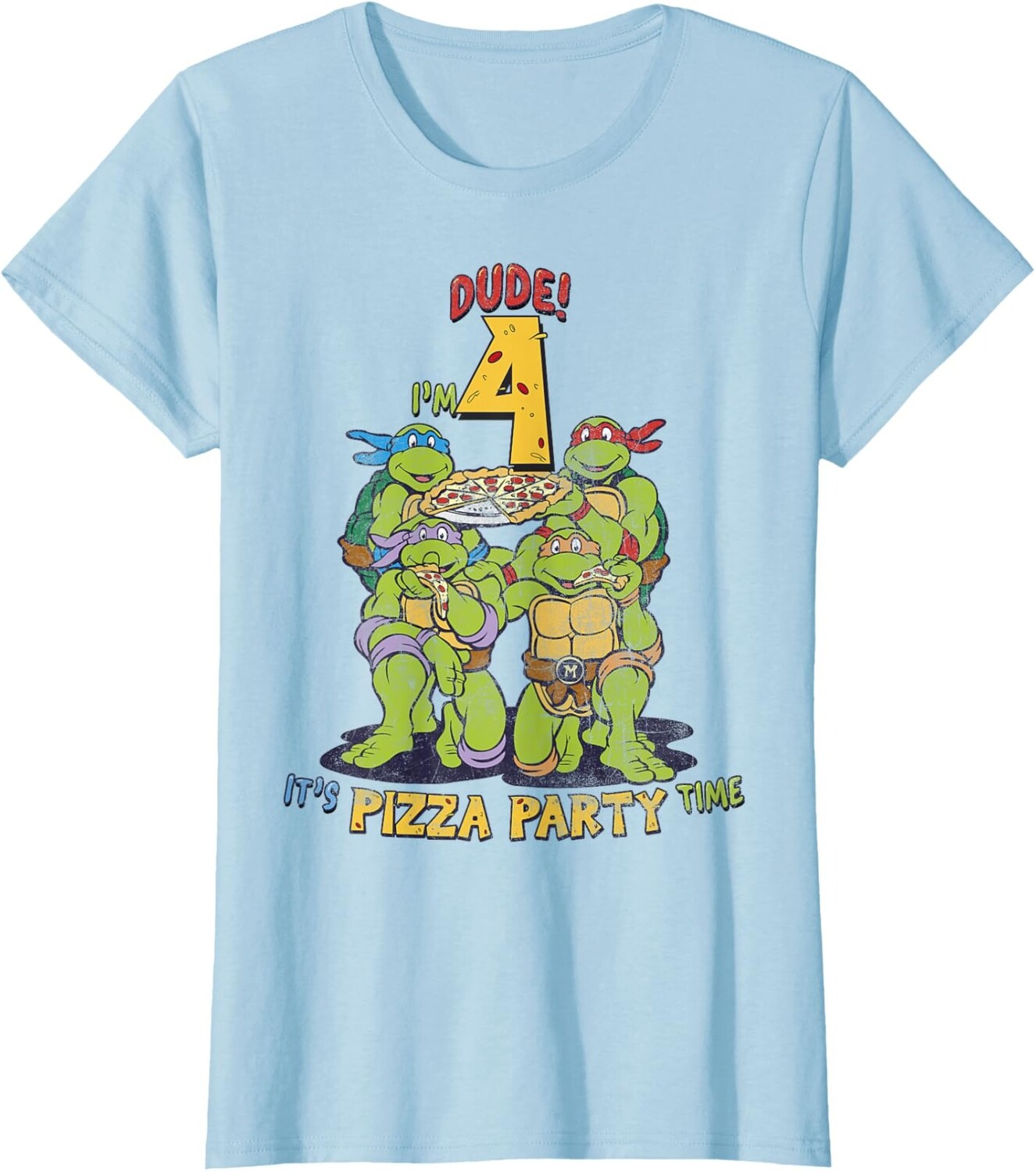 Женская футболка Teenage Mutant Ninja Turtles I'm 4 Dude Pizza Birthday Party, светло-голубой
Женская футболка Teenage Mutant Ninja Turtles I'm 4 Dude Pizza Birthday Party, светло-голубой