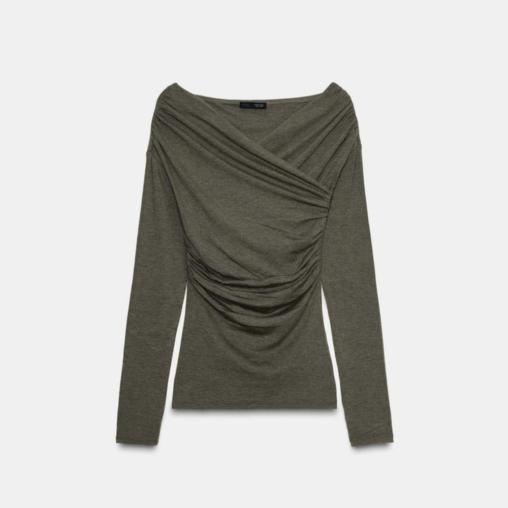 Блузка Zara Draped Surplice Neckline, зеленый
Блузка Zara Draped Surplice Neckline, зеленый