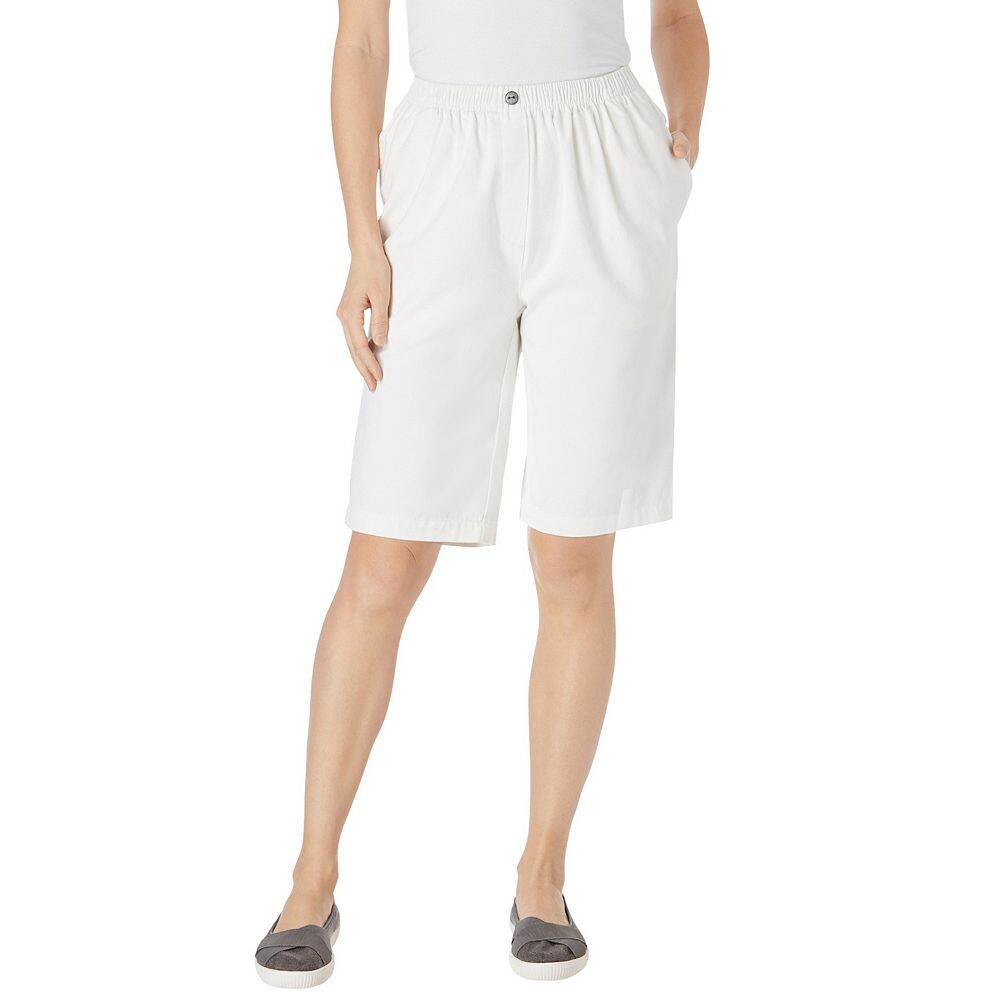 Женские хлопковые шорты больших размеров на 7 дней с эластичной резинкой на талии для женщин Woman Within, белый 
Женские хлопковые шорты больших размеров на 7 дней с эластичной резинкой на талии для женщин Woman Within, белый