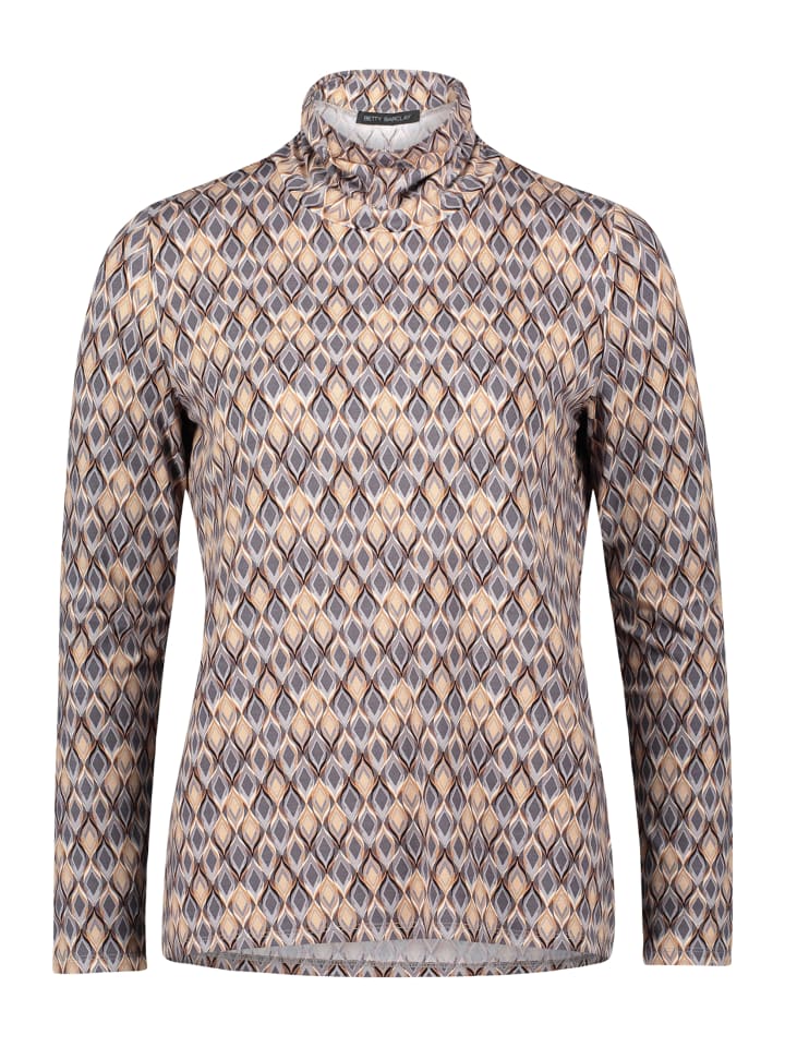 Рубашка с высоким воротом и воротником-стойкой серо-бежевого цвета Betty Barclay
Рубашка с высоким воротом и воротником-стойкой серо-бежевого цвета Betty Barclay