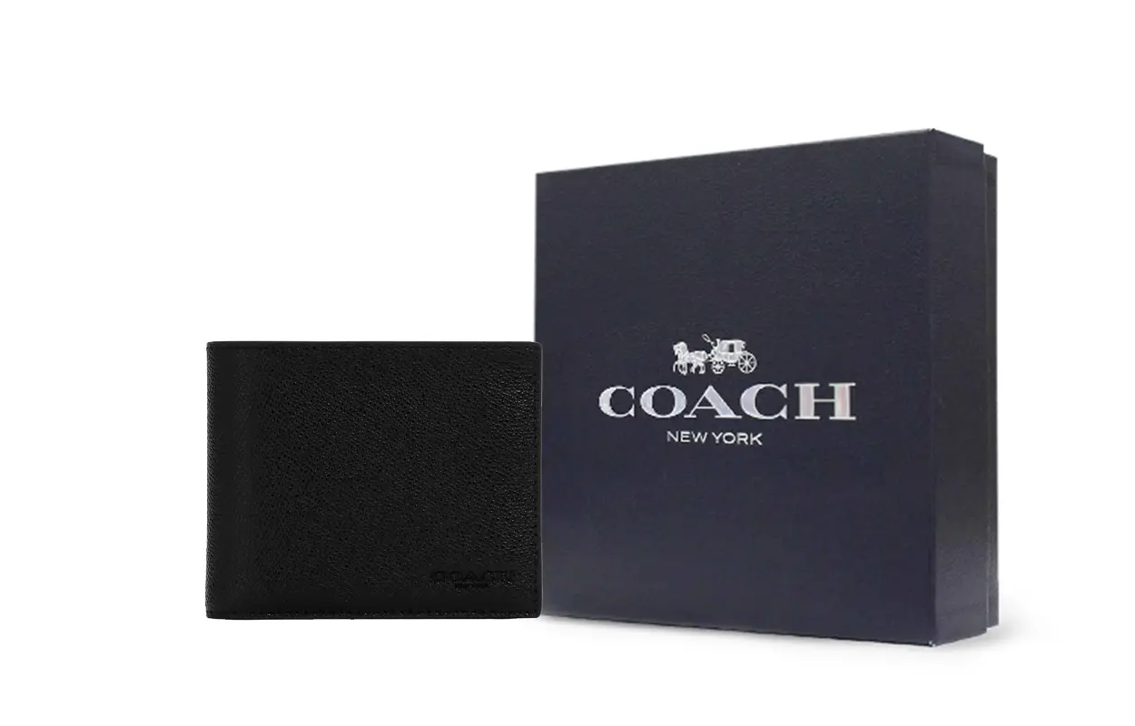 Coach Мужской мини-кошелек из зернистой кожи, черный
Coach Мужской мини-кошелек из зернистой кожи, черный