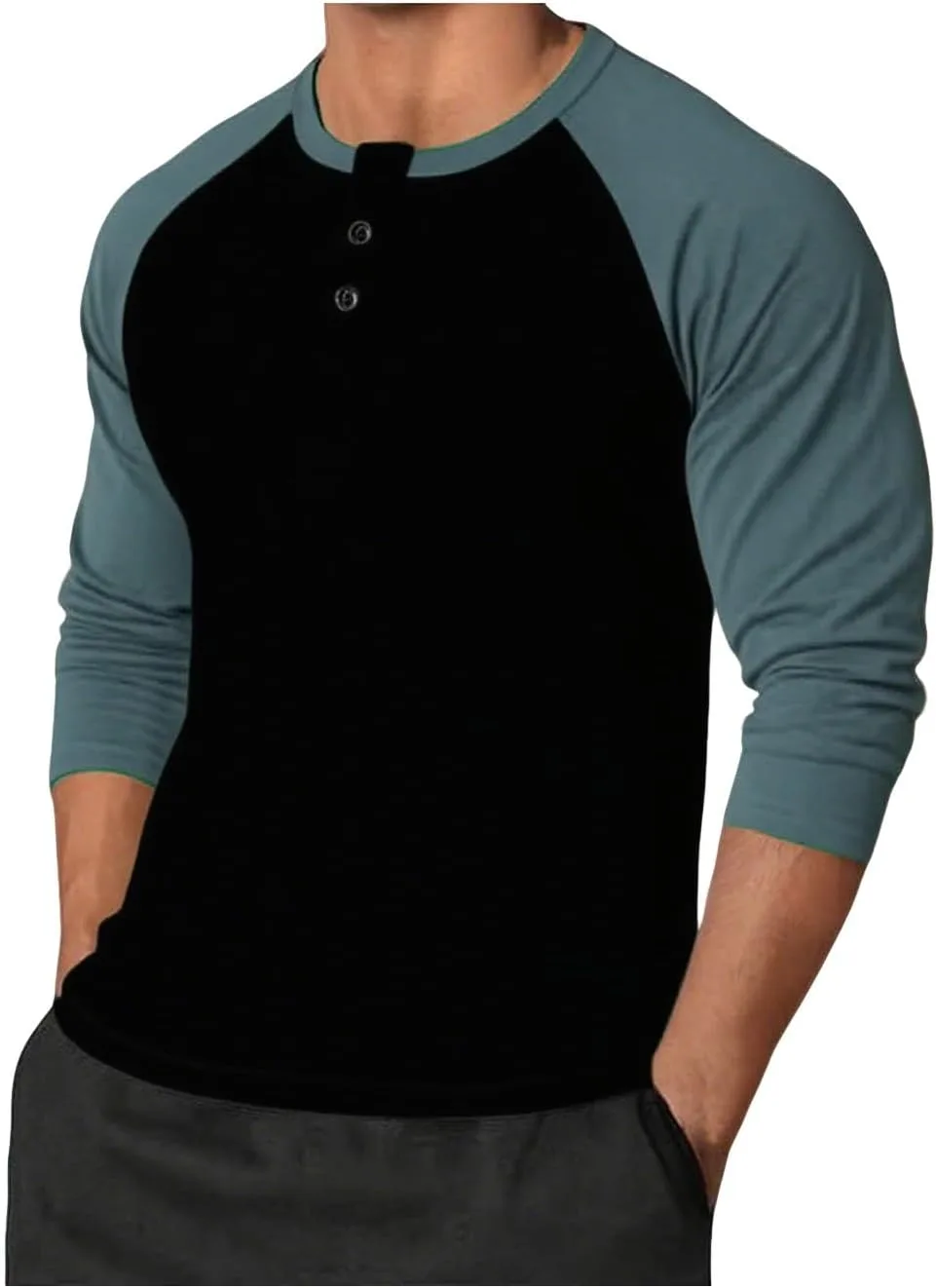 Мужская базовая реглан хенли slim fit с длинным рукавом и цветными блоками
Мужская базовая реглан хенли slim fit с длинным рукавом и цветными блоками