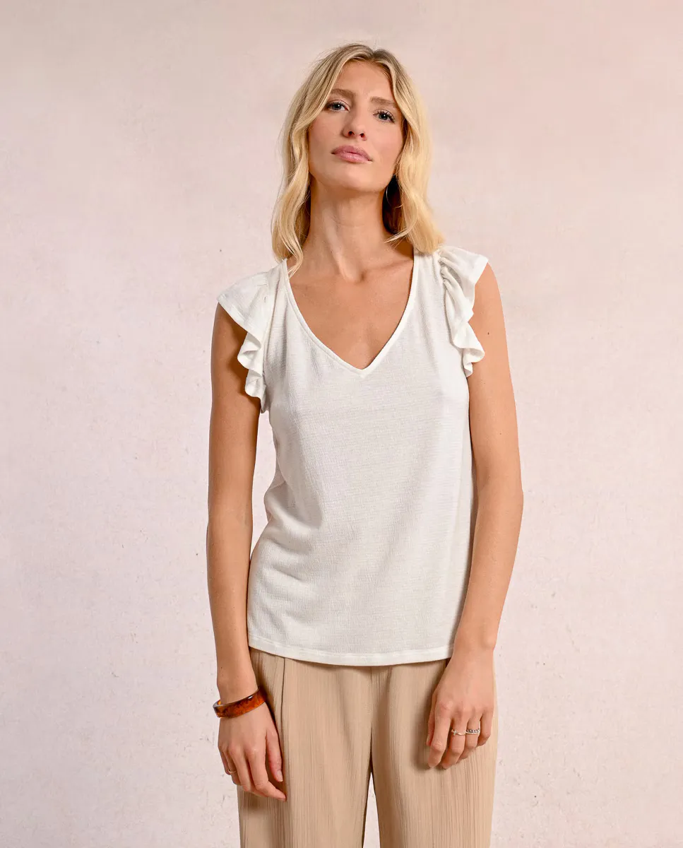 Женская футболка с оборками и V-образным вырезом Molly Bracken, цвет Crudo
Женская футболка с оборками и V-образным вырезом Molly Bracken, цвет Crudo