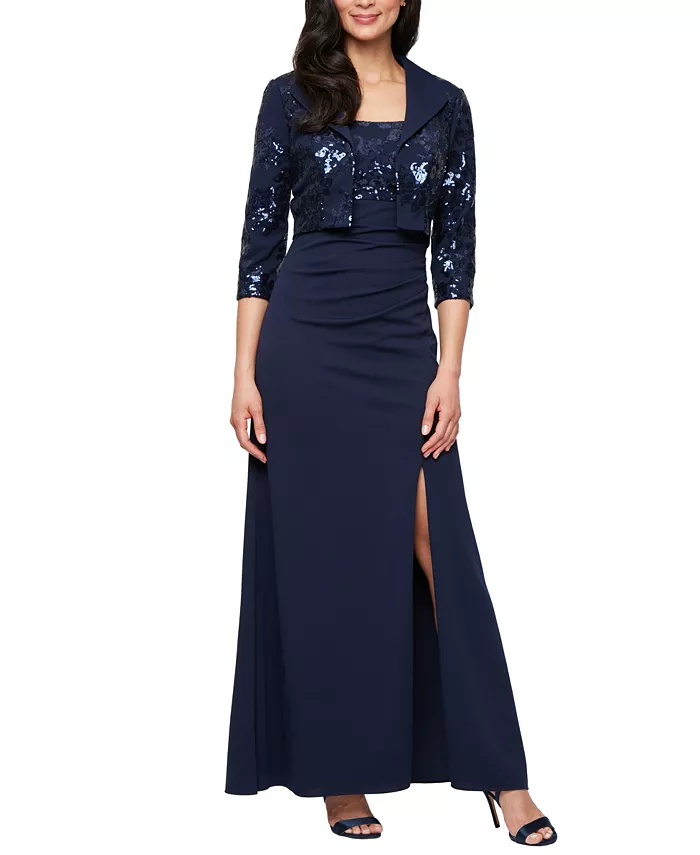 Платье-жакет из длинного крепа-скубы Petite Alex Evenings, синий
Платье-жакет из длинного крепа-скубы Petite Alex Evenings, синий