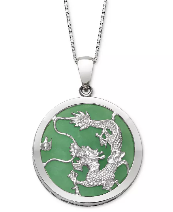 Ожерелье с подвеской в виде диска дракона из окрашенного зеленого нефрита, 18 дюймов, из стерлингового серебра Macy'S, jade
Ожерелье с подвеской в виде диска дракона из окрашенного зеленого нефрита, 18 дюймов, из стерлингового серебра Macy'S, jade
