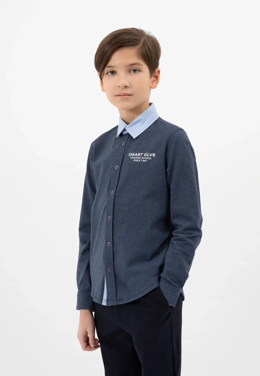 Рубашка Gulliver с длинными рукавами и модным контрастным воротником, синий
Рубашка Gulliver с длинными рукавами и модным контрастным воротником, синий