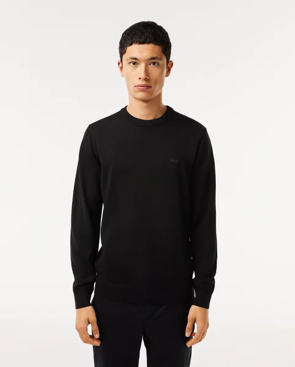Мужской джемпер из мериносовой шерсти с круглым воротом Lacoste, черный
Мужской джемпер из мериносовой шерсти с круглым воротом Lacoste, черный