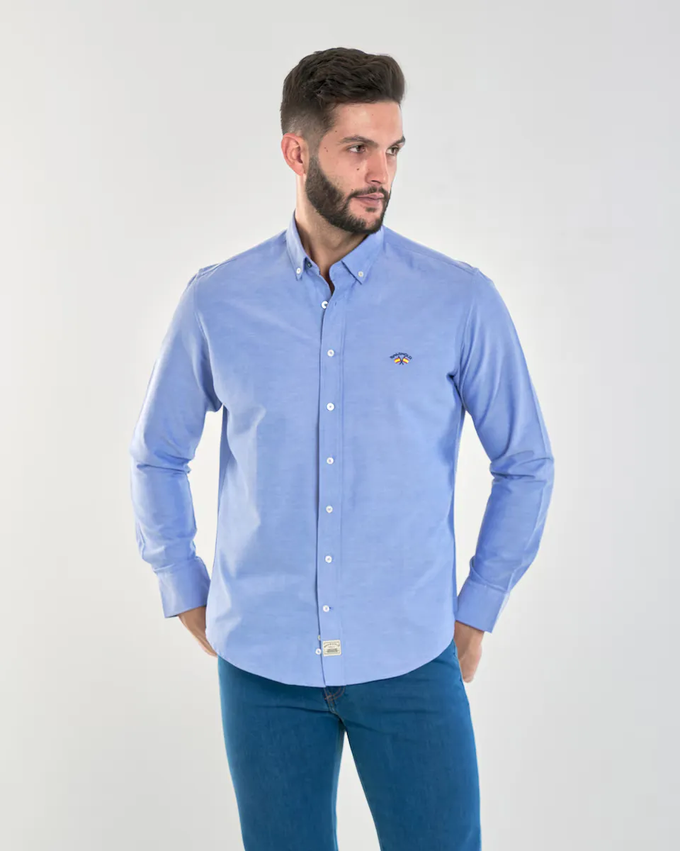 Голубая гладкая мужская оксфордская рубашка обычного размера Spagnolo, светло-голубой
Голубая гладкая мужская оксфордская рубашка обычного размера Spagnolo, светло-голубой