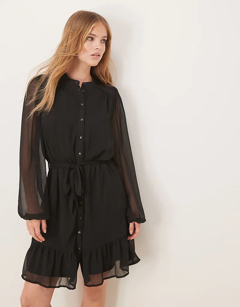 Мини-платье VILA с длинными рукавами и пуговицами спереди, черное
Мини-платье VILA с длинными рукавами и пуговицами спереди, черное