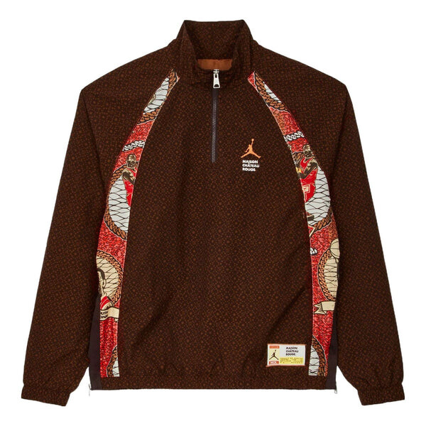 Куртка Air Jordan x Maison Chateau Rouge Crossover Printing Splicing Half Zipper Stand Collar Jacket US Edition Light Yellow, желтый 
Куртка Air Jordan x Maison Chateau Rouge Crossover Printing Splicing Half Zipper Stand Collar Jacket US Edition Light Yellow, желтый