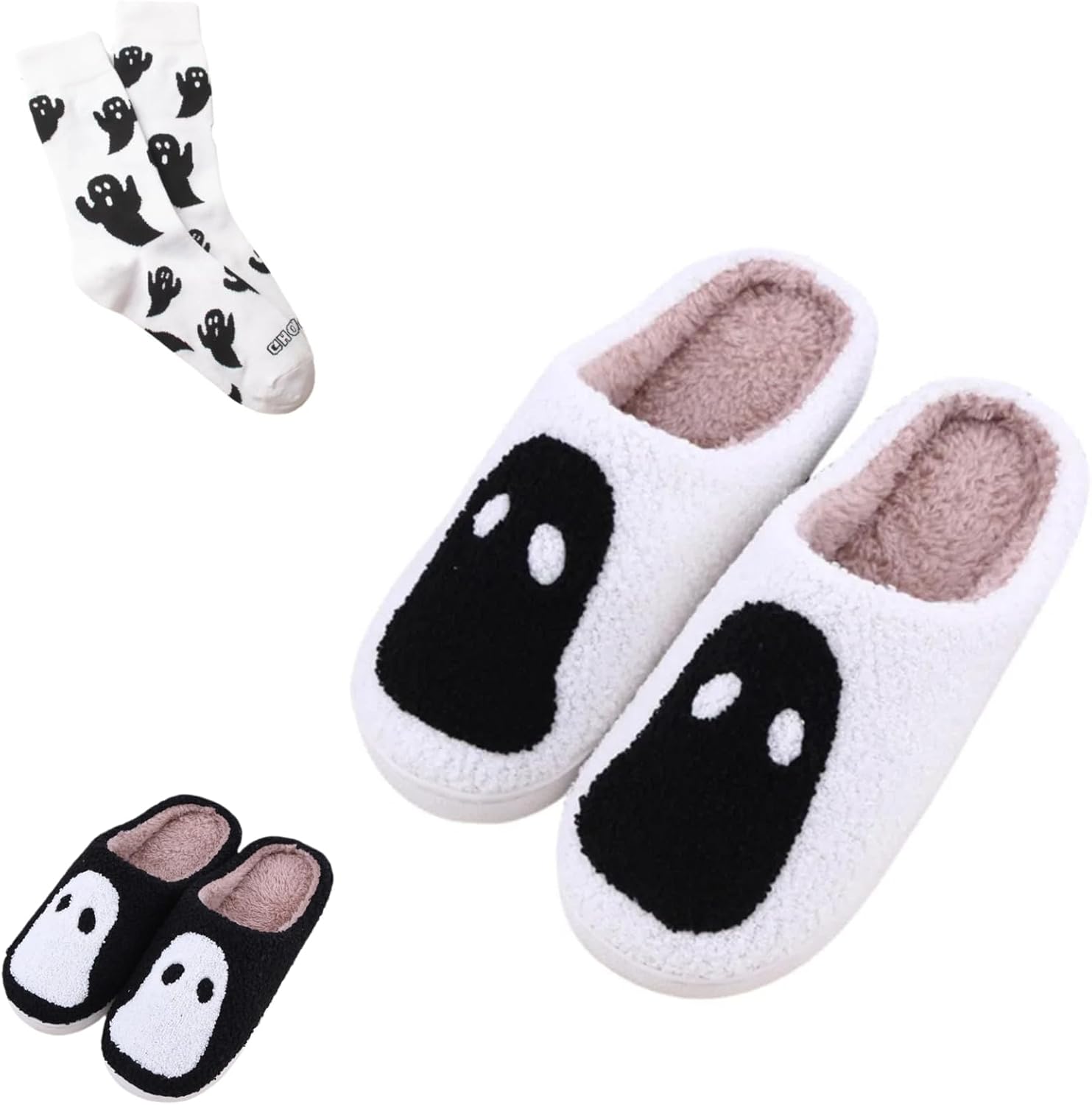 Тапочки и носки с призрачным лицом на Хэллоуин для женщин и мужчин, плюшевые, противоскользящие, милые, пушистые, осенние, в виде мультяшных героев, подарок Elirar, белый
Тапочки и носки с призрачным лицом на Хэллоуин для женщин и мужчин, плюшевые, противоскользящие, милые, пушистые, осенние, в виде мультяшных героев, подарок Elirar, белый