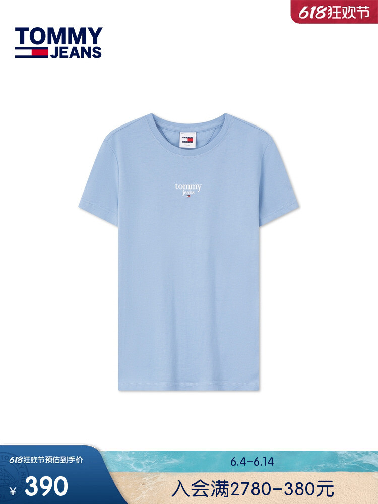 Футболка женская Tommy Hilfiger с короткими рукавами, небесно-голубой 
Футболка женская Tommy Hilfiger с короткими рукавами, небесно-голубой