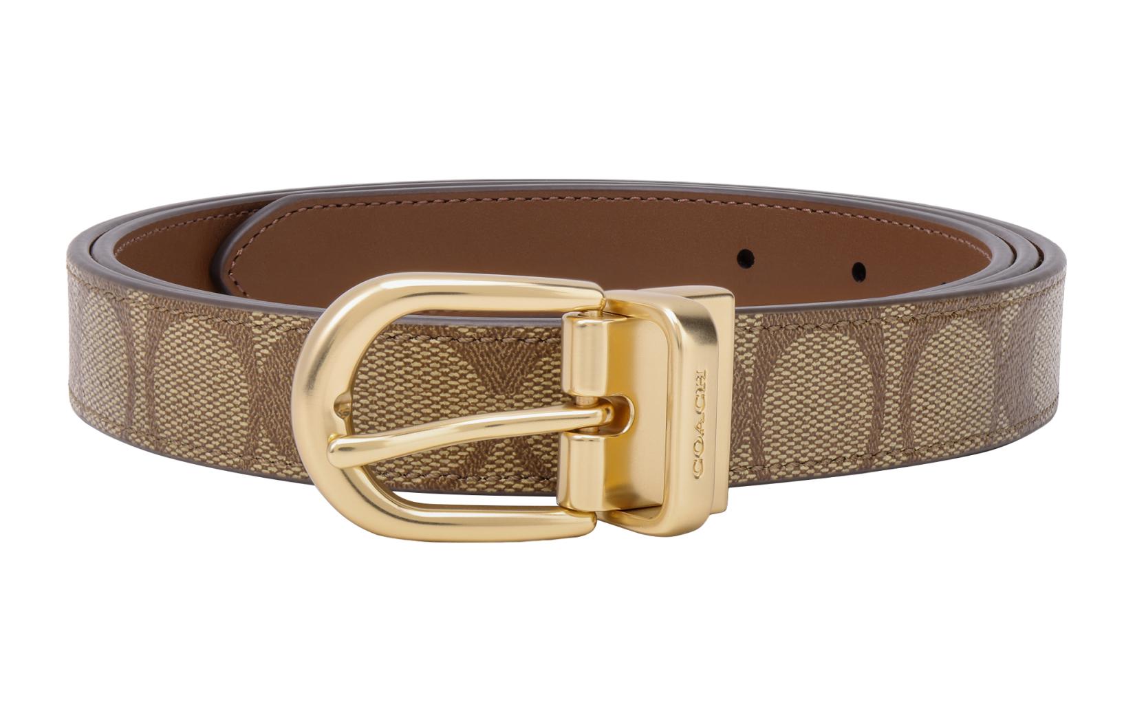 Пряжка-шпенёк Женский кожаный ремень из коровьей кожи Золотистый/Коричневый Ширина: 2,5 см COACH
Пряжка-шпенёк Женский кожаный ремень из коровьей кожи Золотистый/Коричневый Ширина: 2,5 см COACH