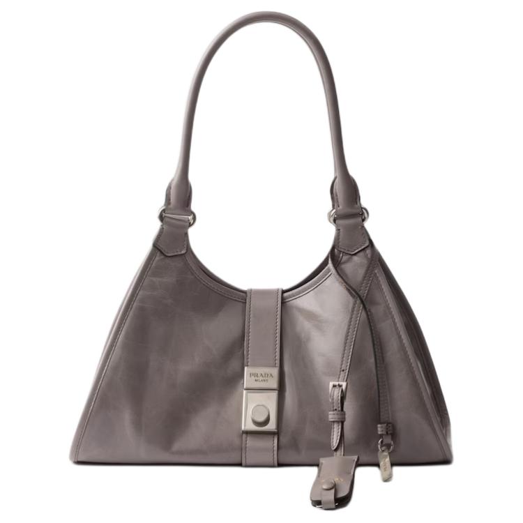 PRADA Сумка из телячьей кожи среднего размера женская оловянного цвета 
PRADA Сумка из телячьей кожи среднего размера женская оловянного цвета