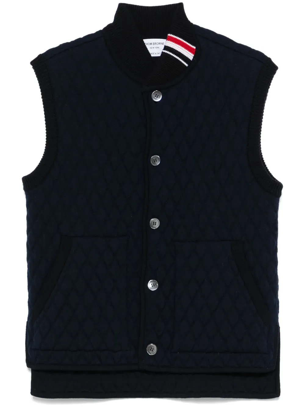 Стеганый жилет с полосками RWB THOM BROWNE, синий 
Стеганый жилет с полосками RWB THOM BROWNE, синий