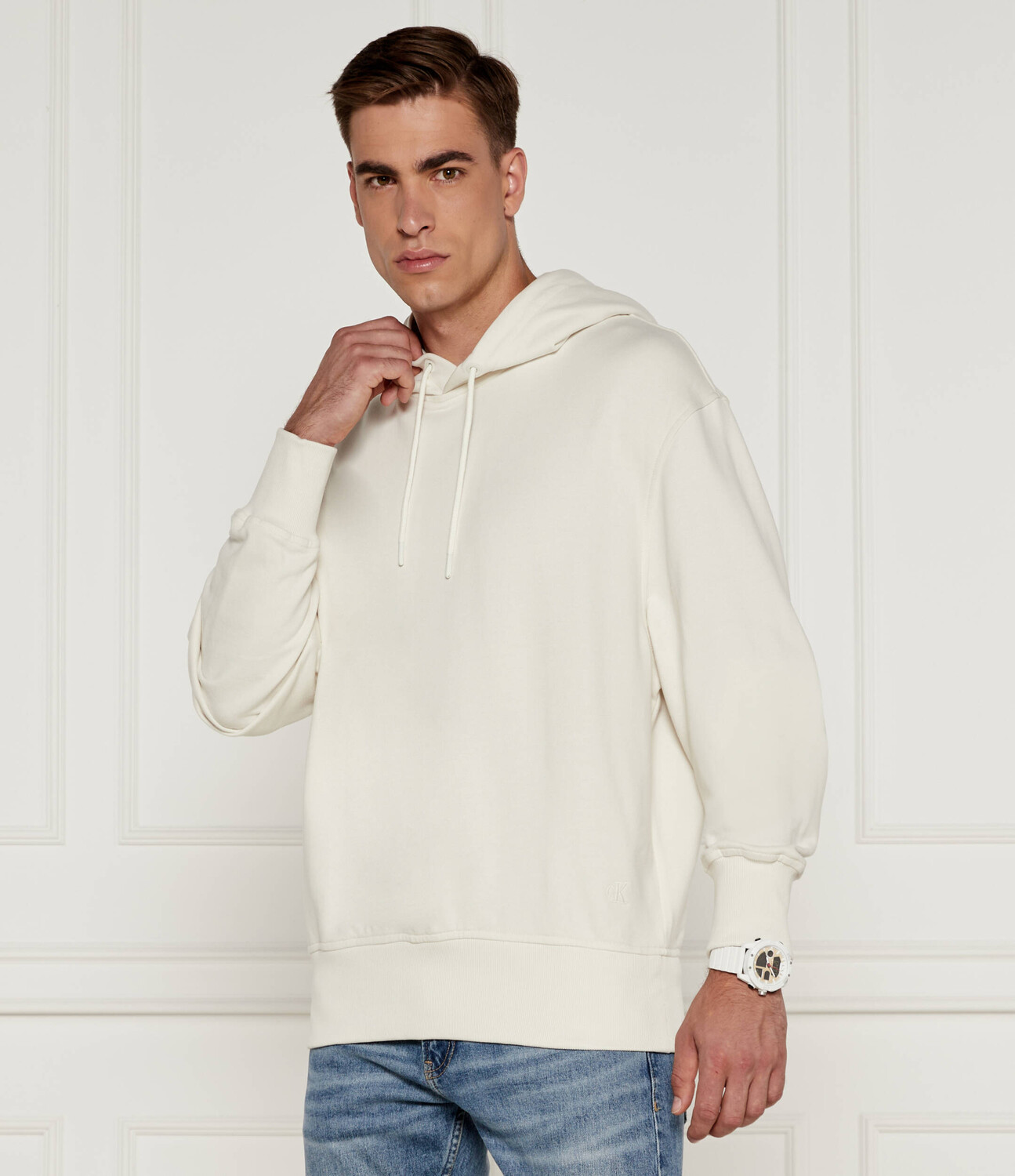 Толстовка CALVIN KLEIN JEANS Loose fit, белый 
Толстовка CALVIN KLEIN JEANS Loose fit, белый