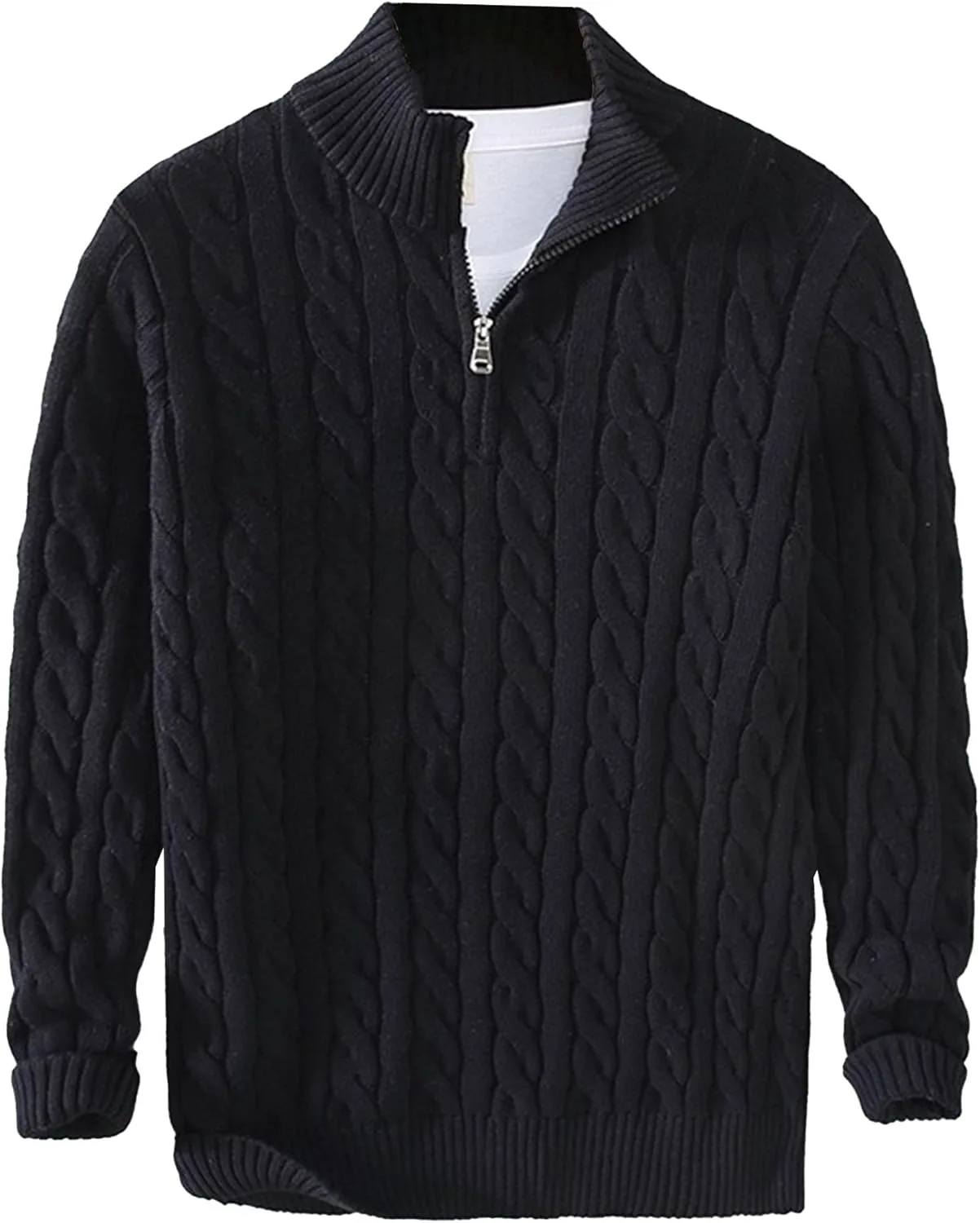 Мужской свитер с кабельной вязкой, длинный рукав, молния, slim fit QOAAIE
Мужской свитер с кабельной вязкой, длинный рукав, молния, slim fit QOAAIE