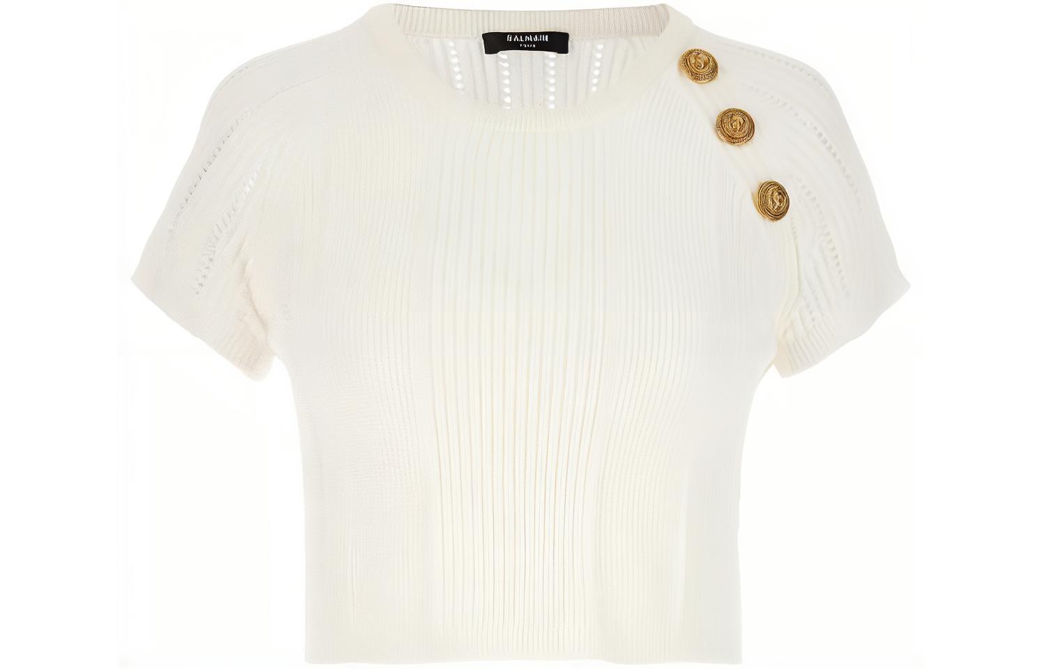 Короткий топ с пуговицами BALMAIN, белый
Короткий топ с пуговицами BALMAIN, белый