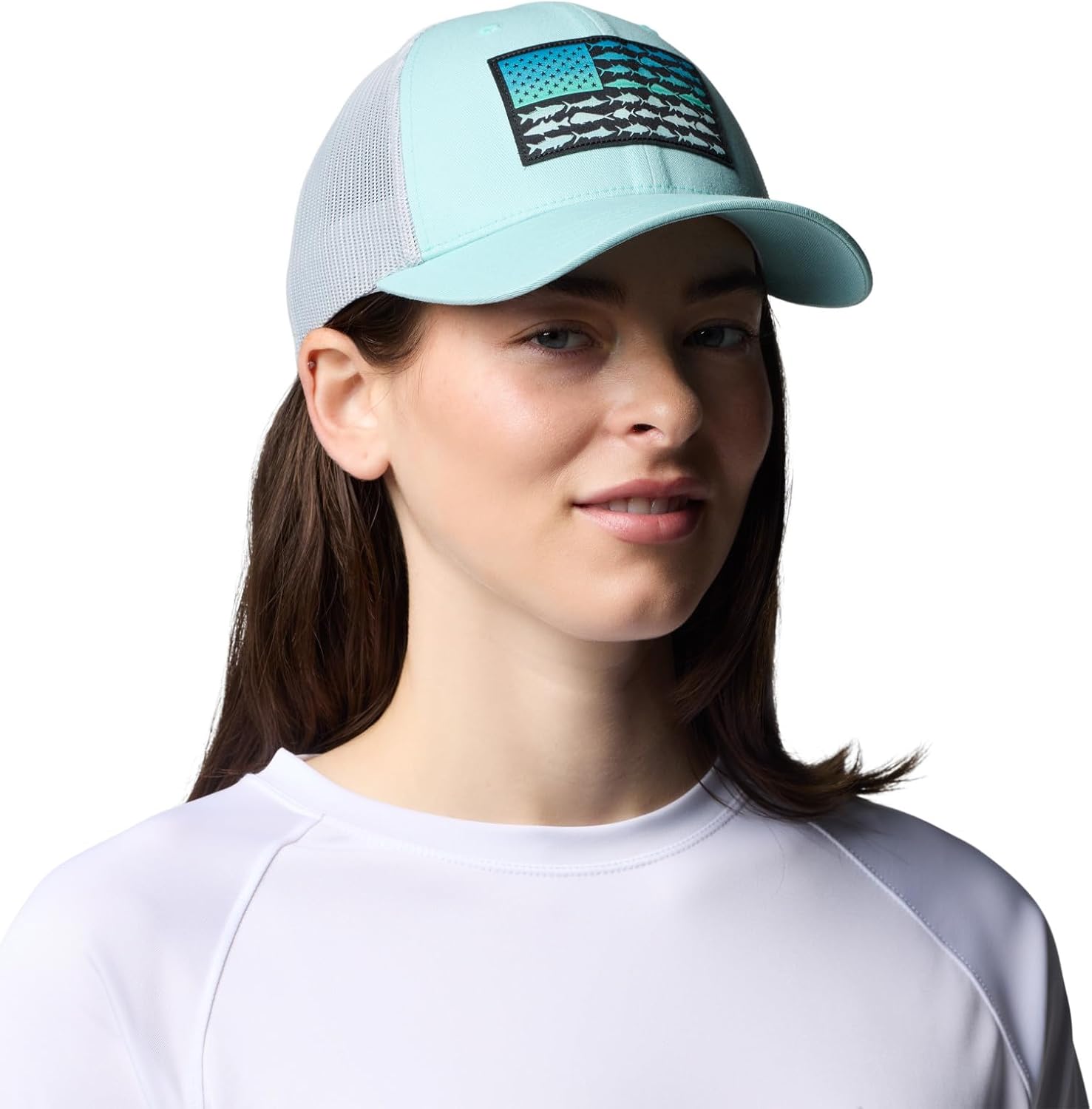 Columbia Women's PFG Fish Flag Snap Back, Spray/Cool Grey/Fish Fade Flag
Columbia Women's PFG Fish Flag Snap Back, Spray/Cool Grey/Fish Fade Flag