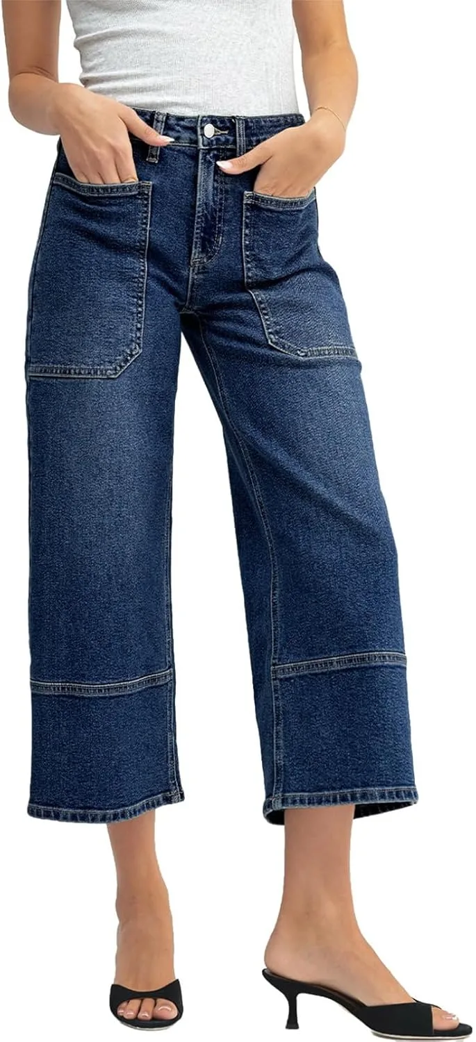 Sidefeel женские джинсы с широкими штанинами, высокая посадка, эластичные, с большими карманами
Sidefeel женские джинсы с широкими штанинами, высокая посадка, эластичные, с большими карманами