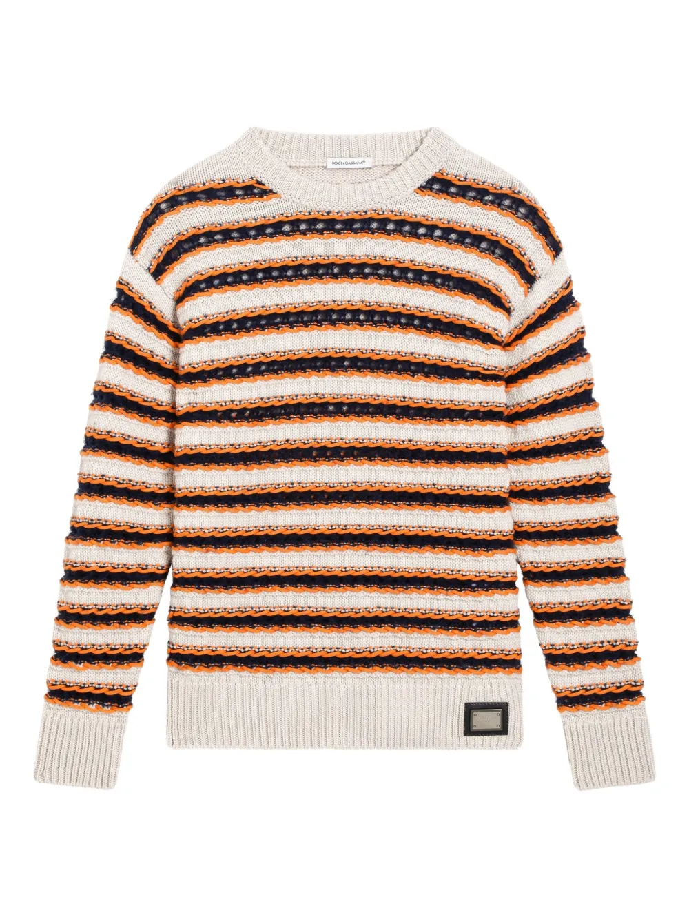 Свитер в полоску Dolce & Gabbana Kids, нейтральный 
Свитер в полоску Dolce & Gabbana Kids, нейтральный