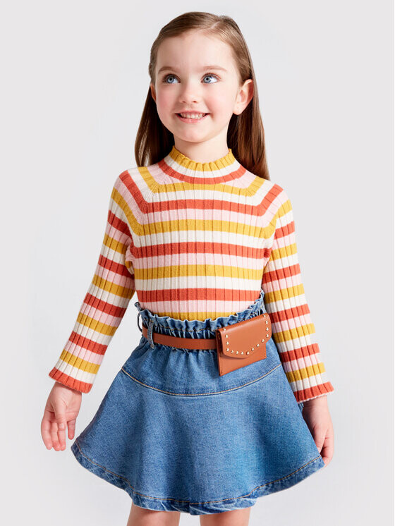 Свитер с высоким воротником приталенного кроя Mayoral, мультиколор 
Свитер с высоким воротником приталенного кроя Mayoral, мультиколор