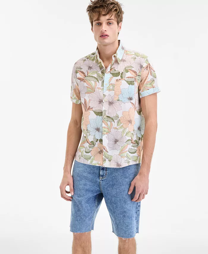 Мужская рубашка Duke с коротким рукавом и цветочным принтом, смесовая ткань с льном, на пуговицах Sun + Stone, белый
Мужская рубашка Duke с коротким рукавом и цветочным принтом, смесовая ткань с льном, на пуговицах Sun + Stone, белый