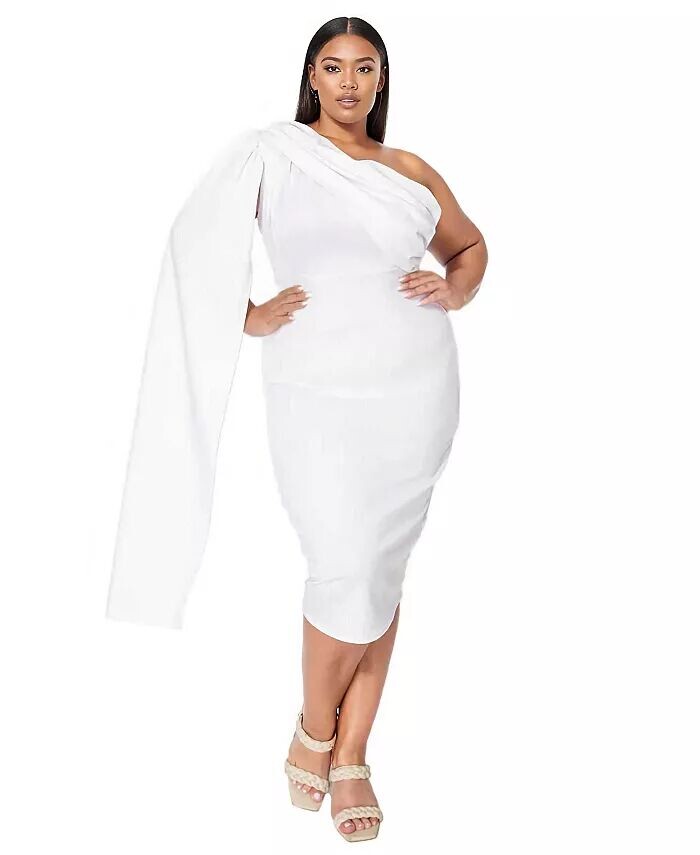 Плюс размер Платье-накидка на одно плечо Spade L I V D, белый
Плюс размер Платье-накидка на одно плечо Spade L I V D, белый