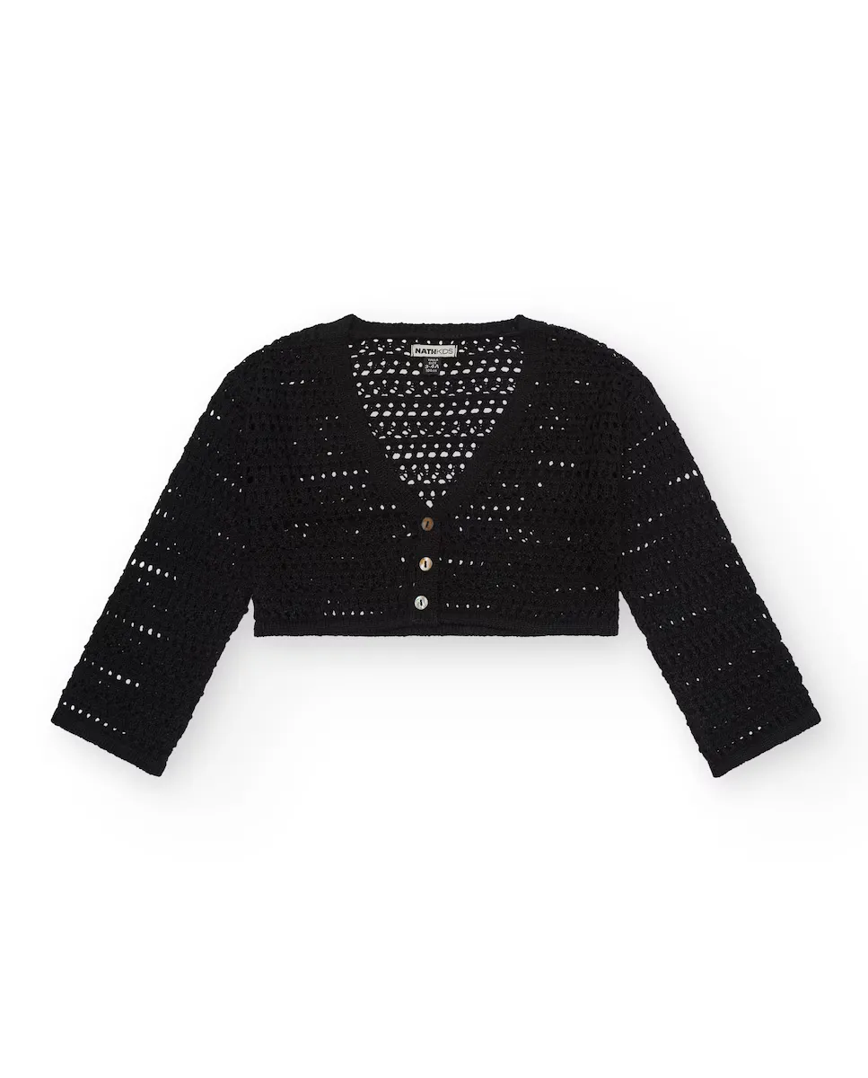Ажурный вязаный жакет для девочки с застежкой на пуговицы Tuc tuc, черный
Ажурный вязаный жакет для девочки с застежкой на пуговицы Tuc tuc, черный