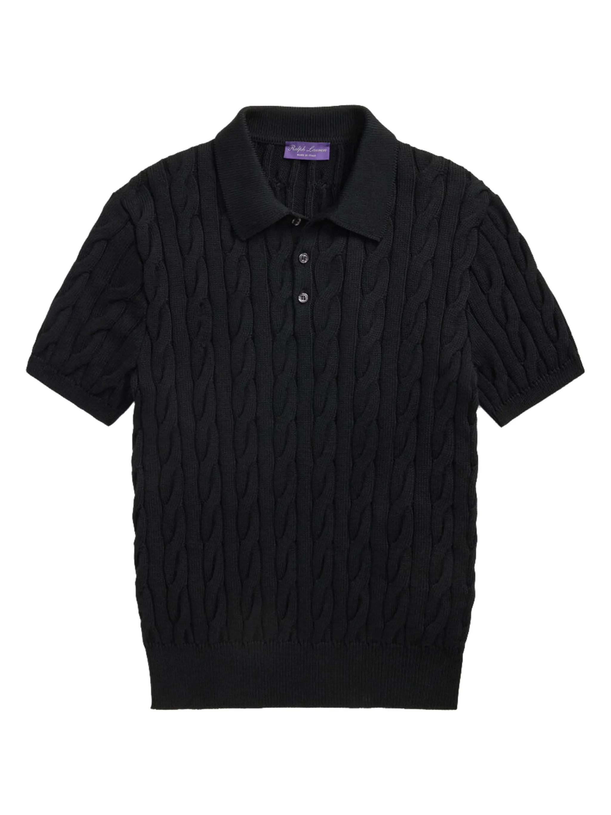 Свитер фактурной вязки с воротником поло Ralph Lauren Purple Label, черный
Свитер фактурной вязки с воротником поло Ralph Lauren Purple Label, черный