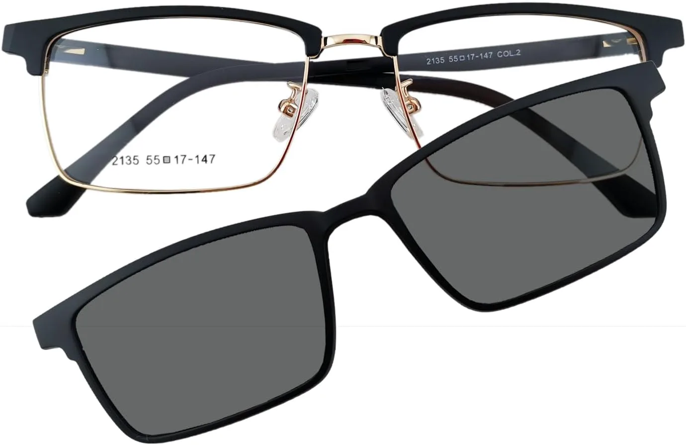 Очки Circleperson Magnet 2 в 1, поляризованные, с зажимом, солнцезащитные очки для мужчин и женщин, прямоугольной формы, Black/Gold + Polarized Gray Clip on
Очки Circleperson Magnet 2 в 1, поляризованные, с зажимом, солнцезащитные очки для мужчин и женщин, прямоугольной формы, Black/Gold + Polarized Gray Clip on