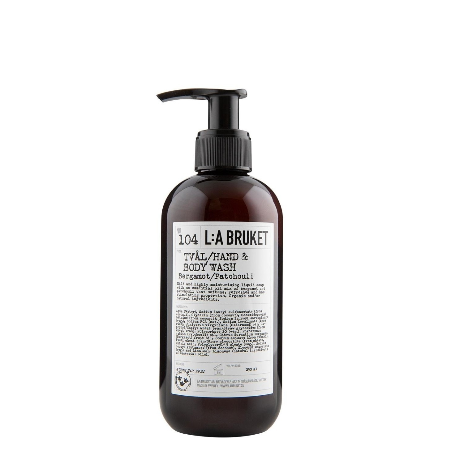 Гель для душа no.104 bergamot/patchouli La Bruket, объем 240 мл
Гель для душа no.104 bergamot/patchouli La Bruket, объем 240 мл