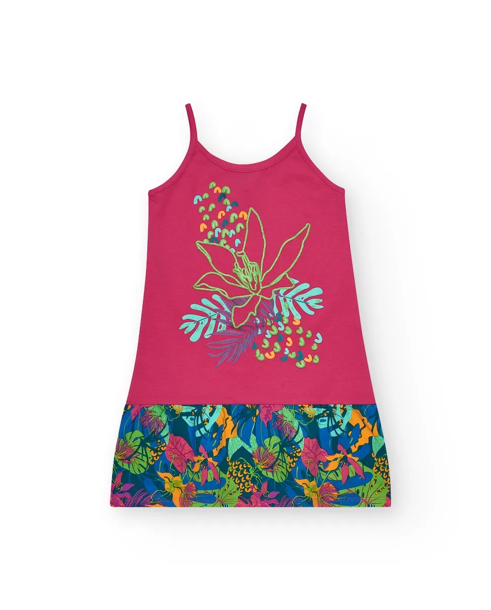 Розовое платье для девочки с тропическим принтом и вышитым цветком Tuc tuc, розовый
Розовое платье для девочки с тропическим принтом и вышитым цветком Tuc tuc, розовый