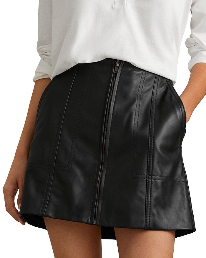 REISS Daria Кожаная мини-юбка, черный 
REISS Daria Кожаная мини-юбка, черный