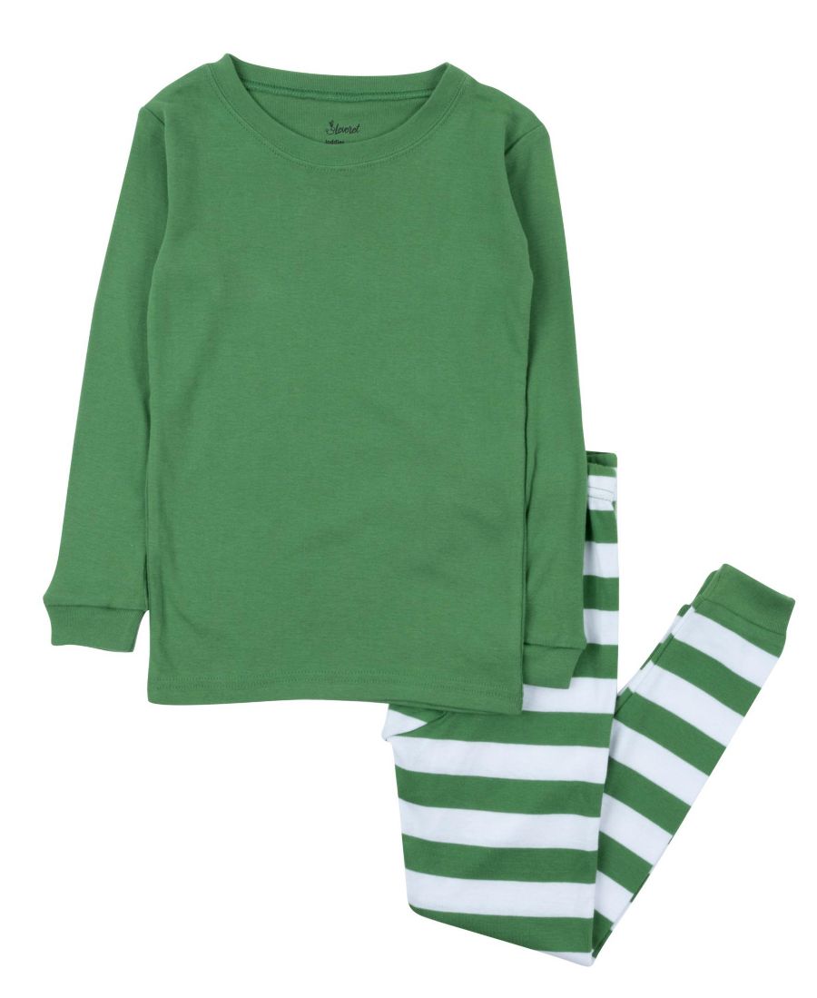 Детская хлопковая полосатая пижама из двух частей для праздника Leveret, Solid green top & striped pant
Детская хлопковая полосатая пижама из двух частей для праздника Leveret, Solid green top & striped pant