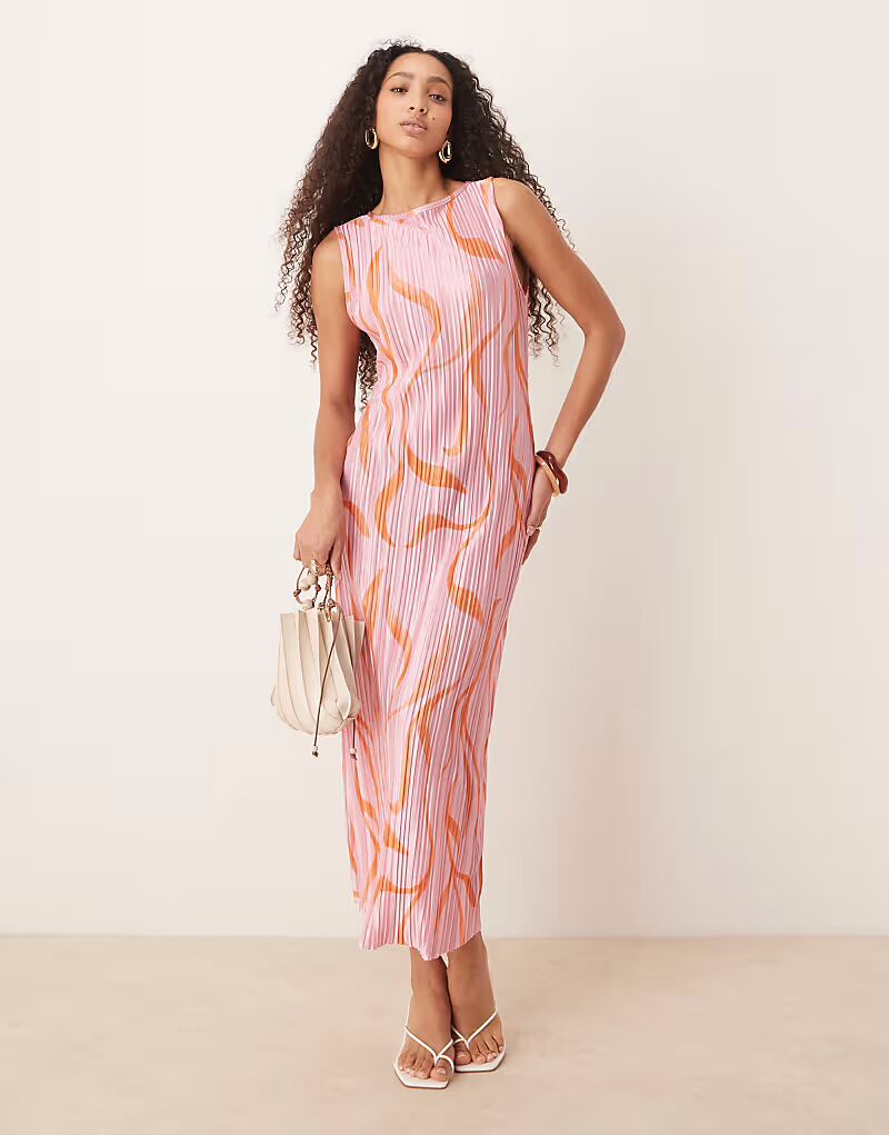 Платье миди без рукавов с плиссе ASOS DESIGN с розовым узором в виде завитков
Платье миди без рукавов с плиссе ASOS DESIGN с розовым узором в виде завитков