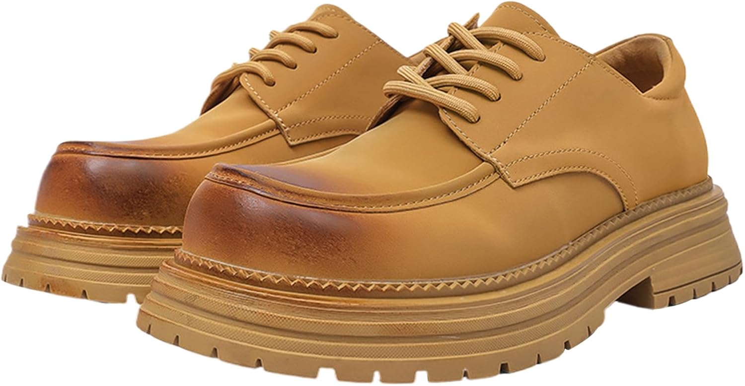 Мужские кожаные оксфорды с квадратным носком на платформе, модные, шнуровка, подошва с протектором, нескользящие, туфли дерби для бизнеса, офиса и повседневной носки Bangteuo, желтый
Мужские кожаные оксфорды с квадратным носком на платформе, модные, шнуровка, подошва с протектором, нескользящие, туфли дерби для бизнеса, офиса и повседневной носки Bangteuo, желтый