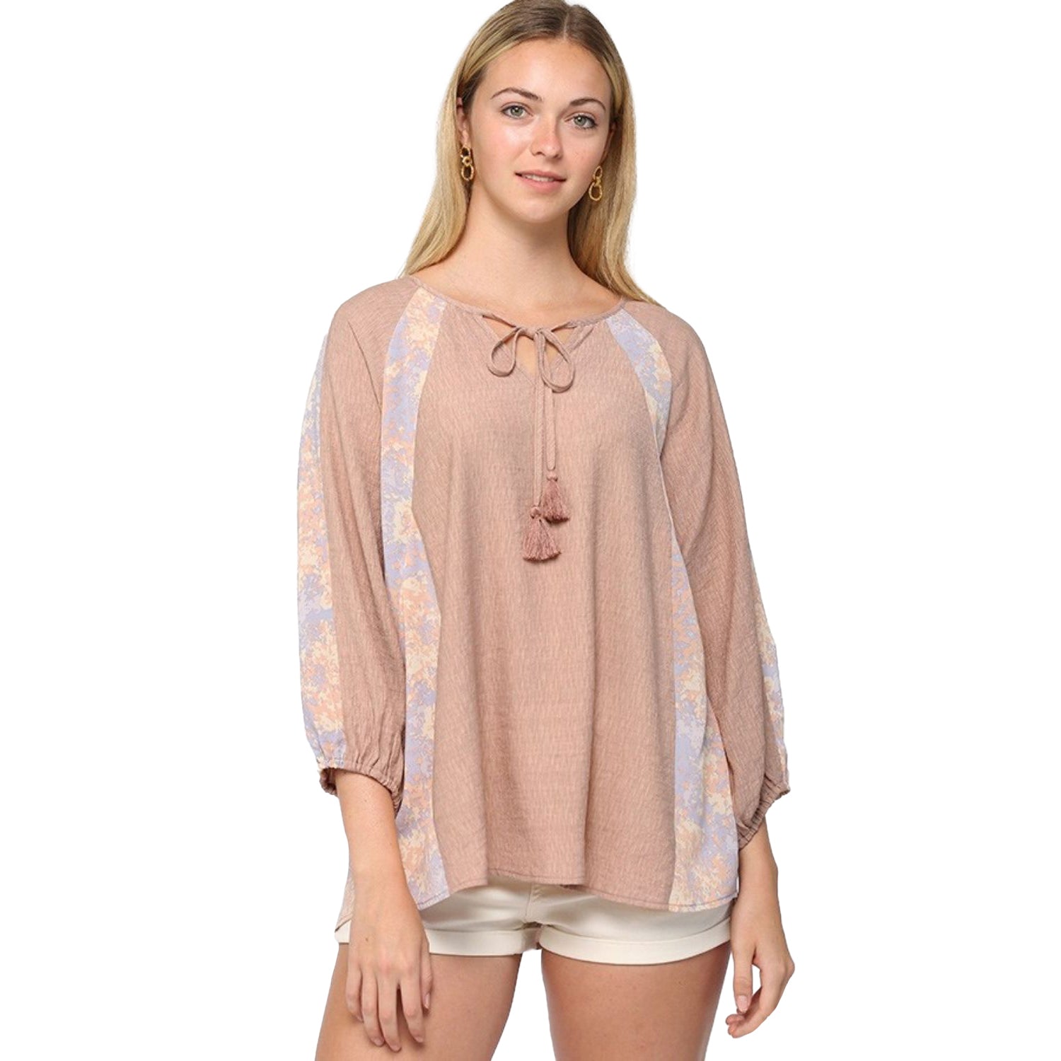 Однотонный топ с мятым узором и принтом, рукав реглан, завязка с кисточками FASHNZFAB, цвет light mauve
Однотонный топ с мятым узором и принтом, рукав реглан, завязка с кисточками FASHNZFAB, цвет light mauve