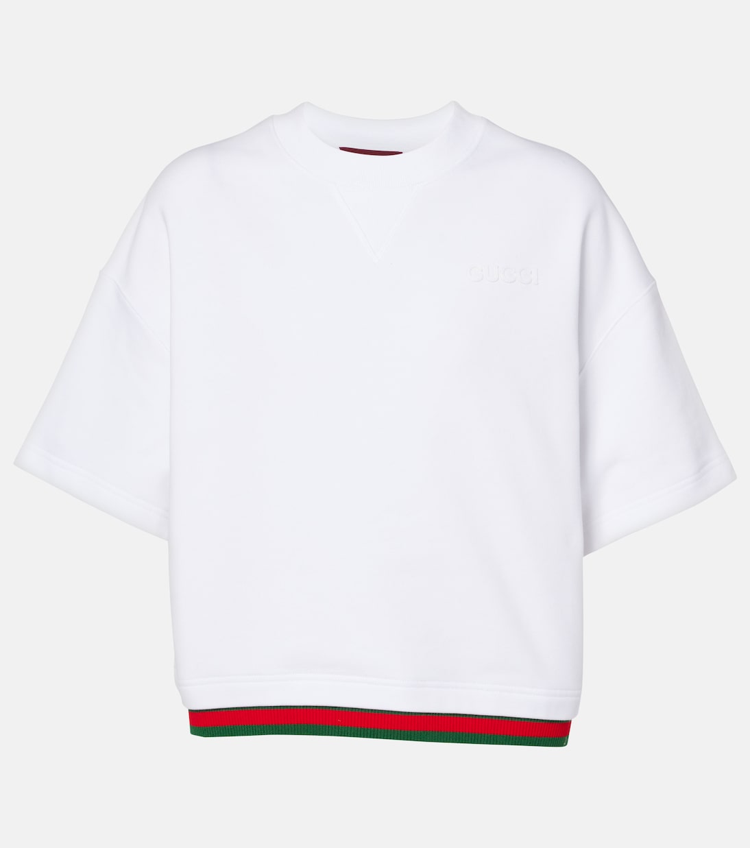 Хлопковый джерси кроп-топ Gucci, White/Mix 
Хлопковый джерси кроп-топ Gucci, White/Mix
