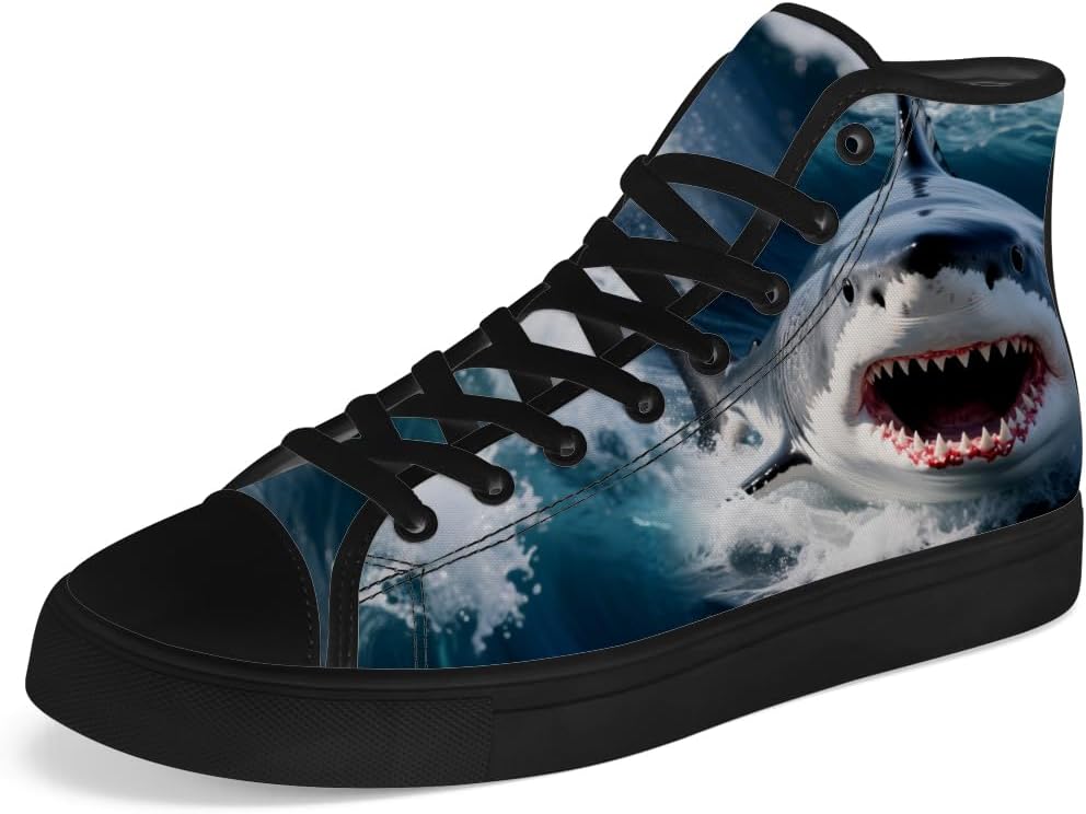 Высокие кеды из канвы для мужчин и женщин Shark, высокие кроссовки на шнуровке, повседневная обувь Chebing, синий
Высокие кеды из канвы для мужчин и женщин Shark, высокие кроссовки на шнуровке, повседневная обувь Chebing, синий