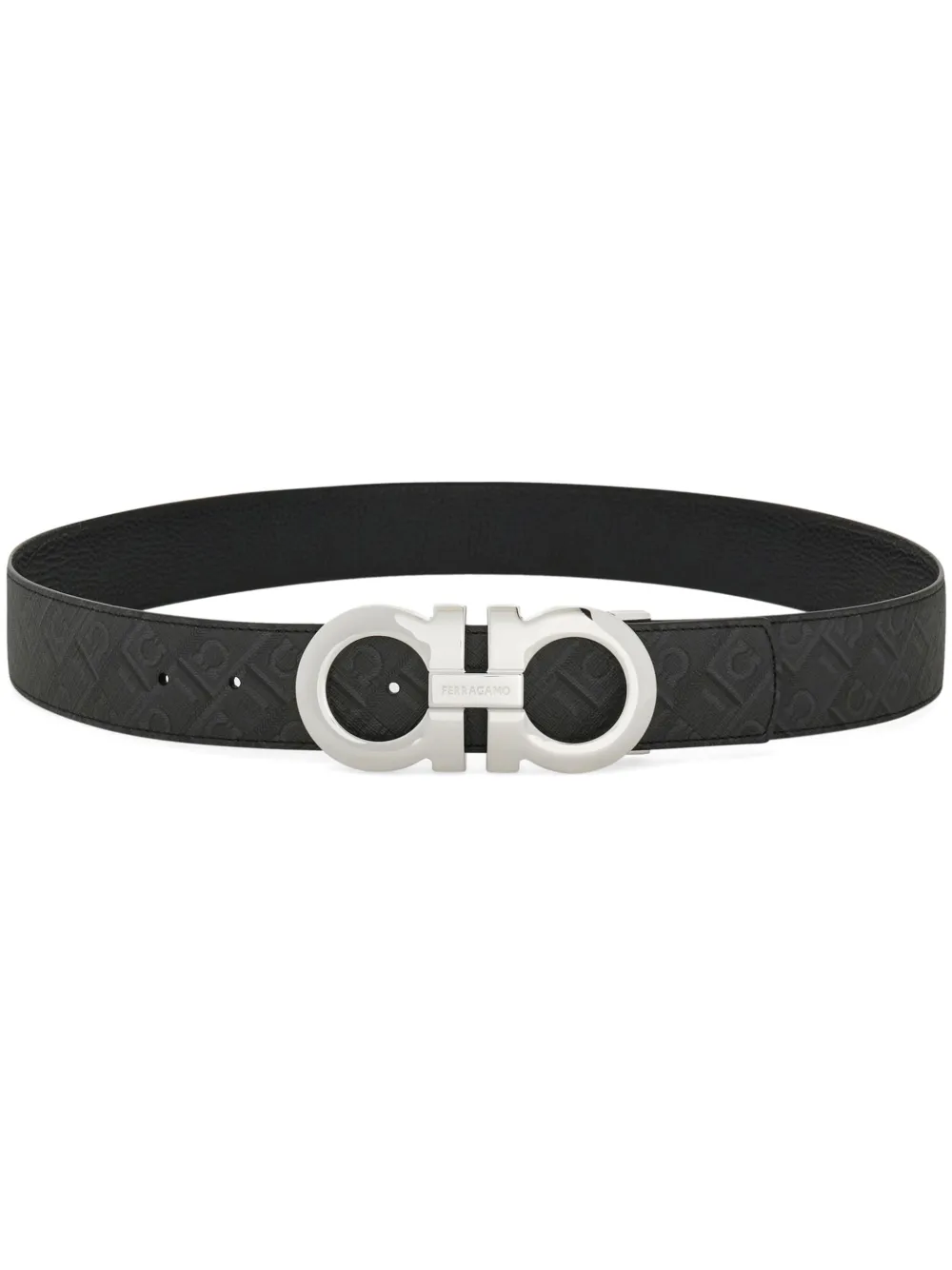 Двусторонний ремень с декором Gancini Ferragamo, черный
Двусторонний ремень с декором Gancini Ferragamo, черный