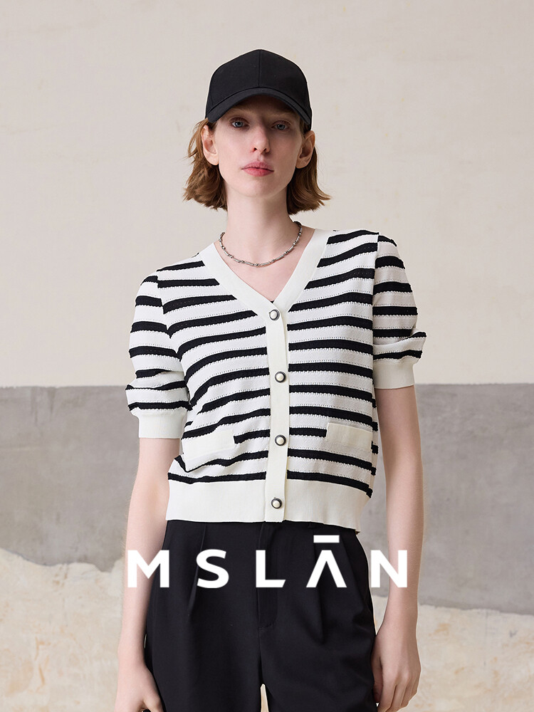 Топ полосатый MSlan 24 Miu с V-образным вырезом, кремовый
Топ полосатый MSlan 24 Miu с V-образным вырезом, кремовый