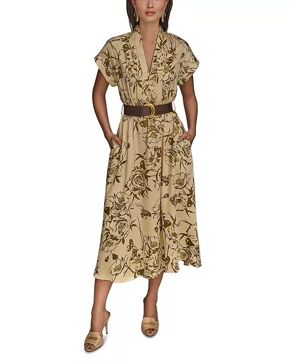 Платье с цветочным принтом и поясом Donna Karan, зеленый
Платье с цветочным принтом и поясом Donna Karan, зеленый