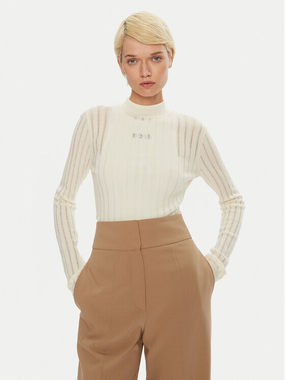 Свитер с высоким воротником приталенного кроя Boss, экрю
Свитер с высоким воротником приталенного кроя Boss, экрю